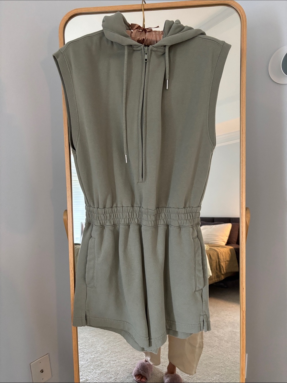 Abercrombie & Fitch Light Sage Zip Hoodie Romper